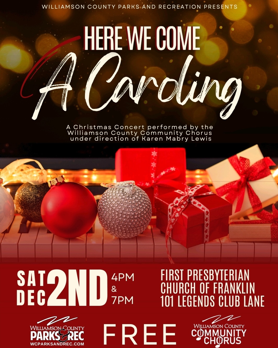 Williamson County Community Chorus Holiday Concert in Franklin, TN is a free event that is fun for all ages.