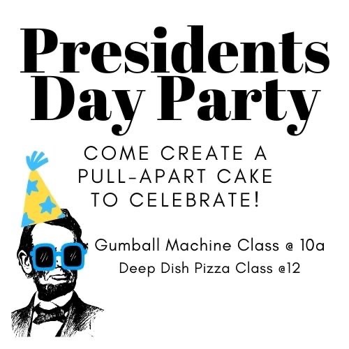 Deep Dish Pizza President's Day Pull Apart Party Cake Class & President's Day Pull Apart Bubble Gum Machine Party Cake Class Franklin TN.