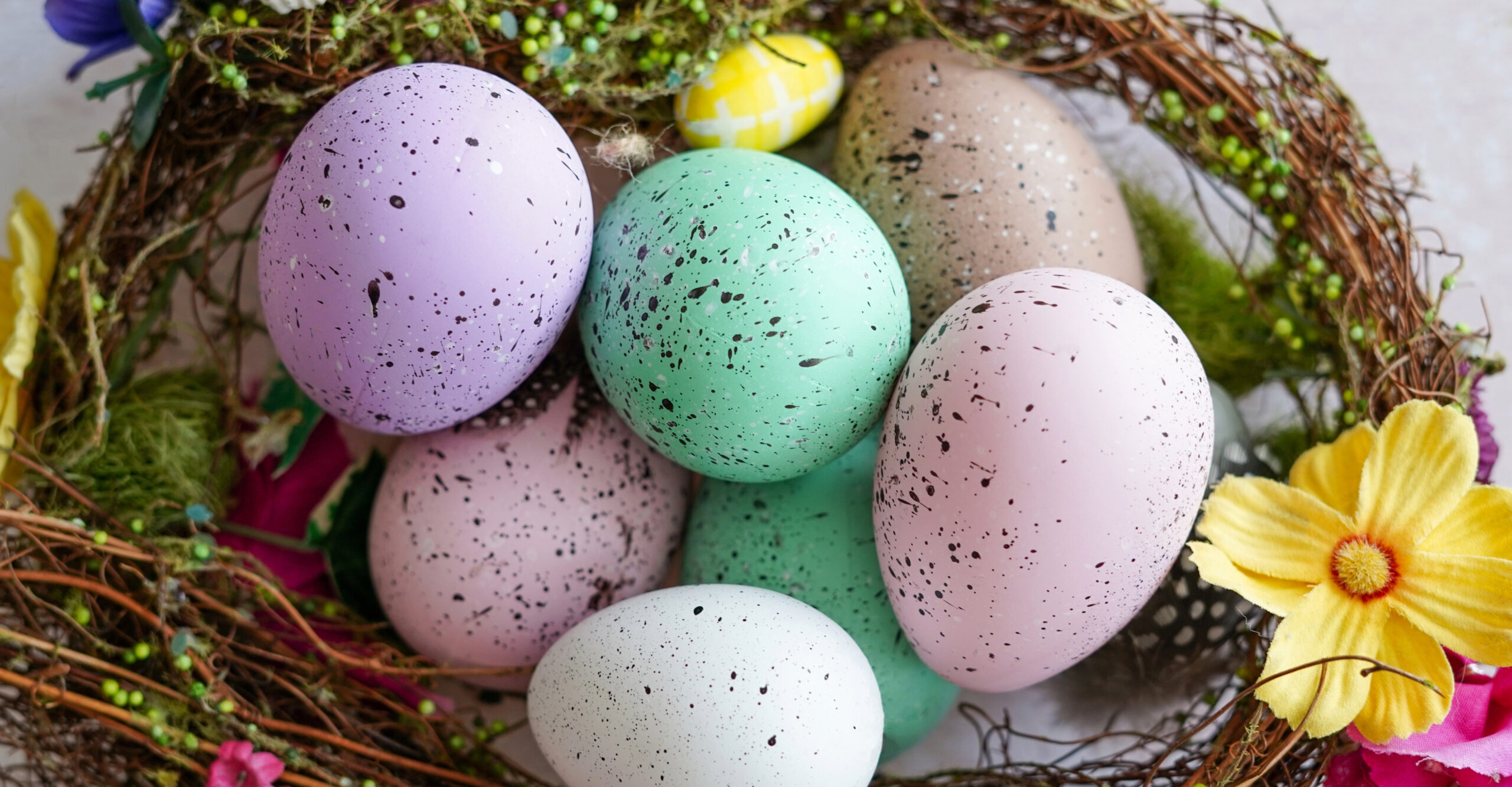 Basket of eggs for an Easter egg hunt in Nashville, Tennessee.