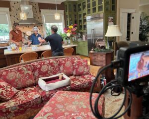 A behind-the-scenes photo catches a glimpse of the filming of Look Up!, a documentary that follows the story of Calvin and Marilyn LeHew and their impact on Franklin. Photo credit: The Factory at Franklin