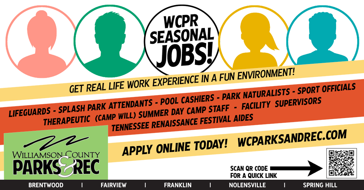Williamson County Parks and Recreation Seasonal Jobs - FB