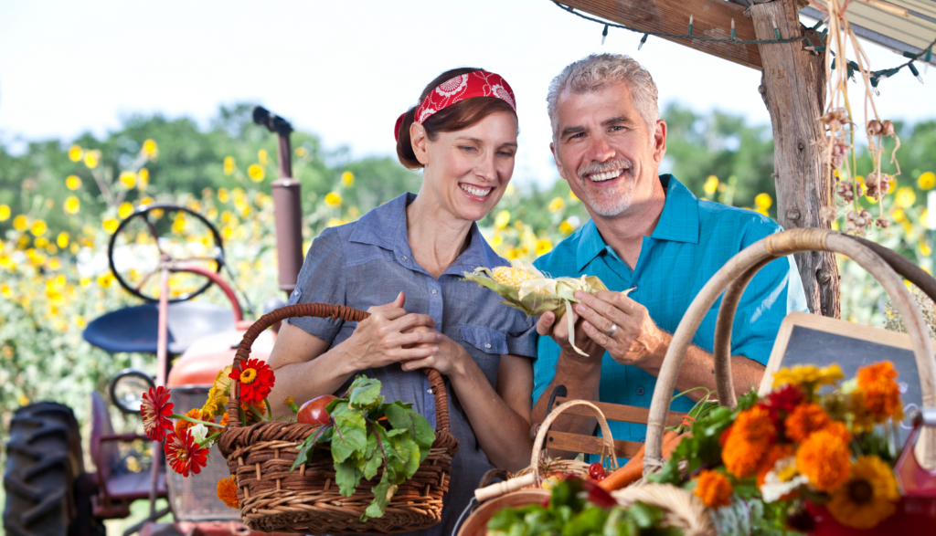 Couple at farmers market in franklin TN