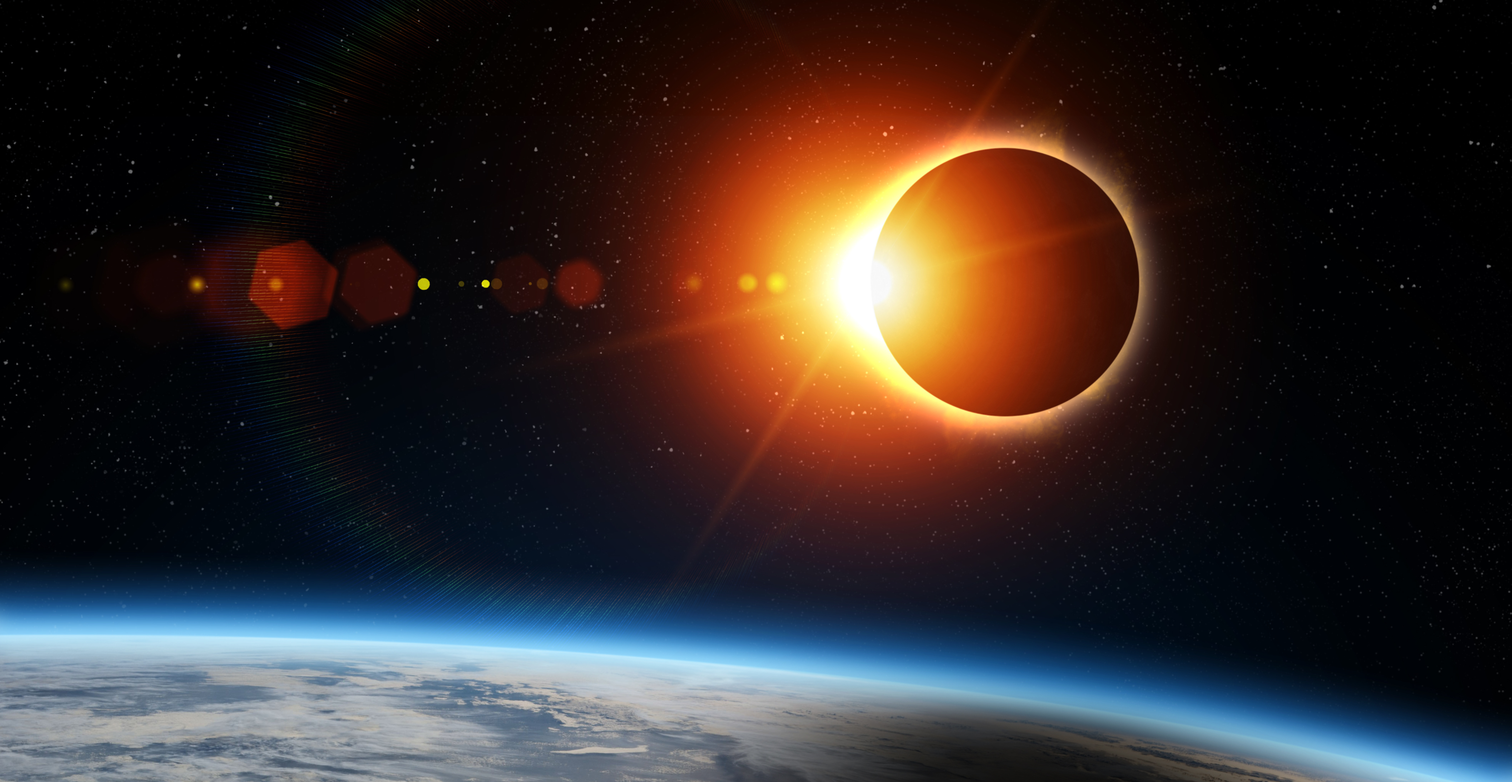 Solar eclipse over earth