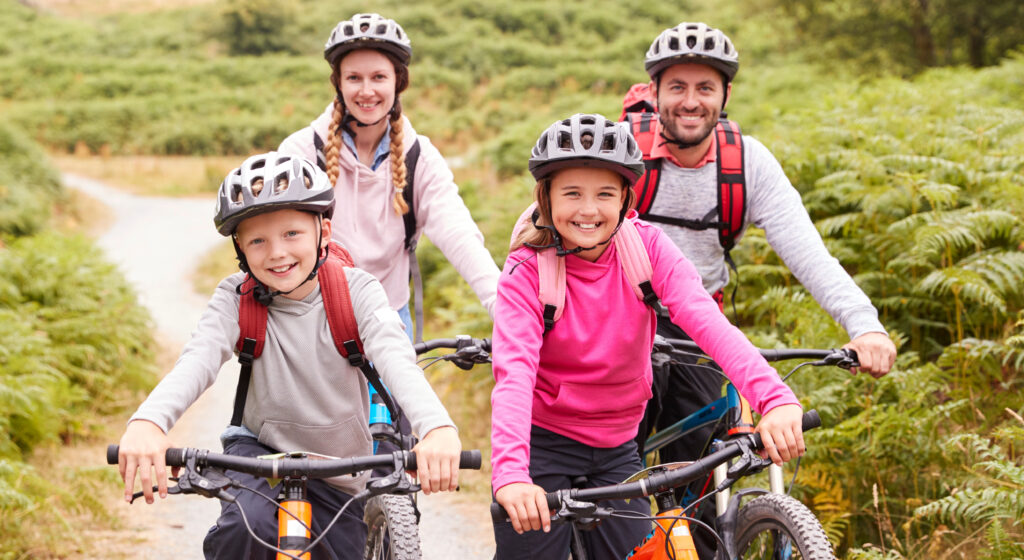 Family Biking with helmets