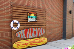McEwen Northside Franklin TN Surfboard Art on brick wall McEwen Northside Franklin TN Surfboard Art on brick wall.