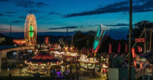 Williamson County Fair in Franklin, Tennessee, at night.