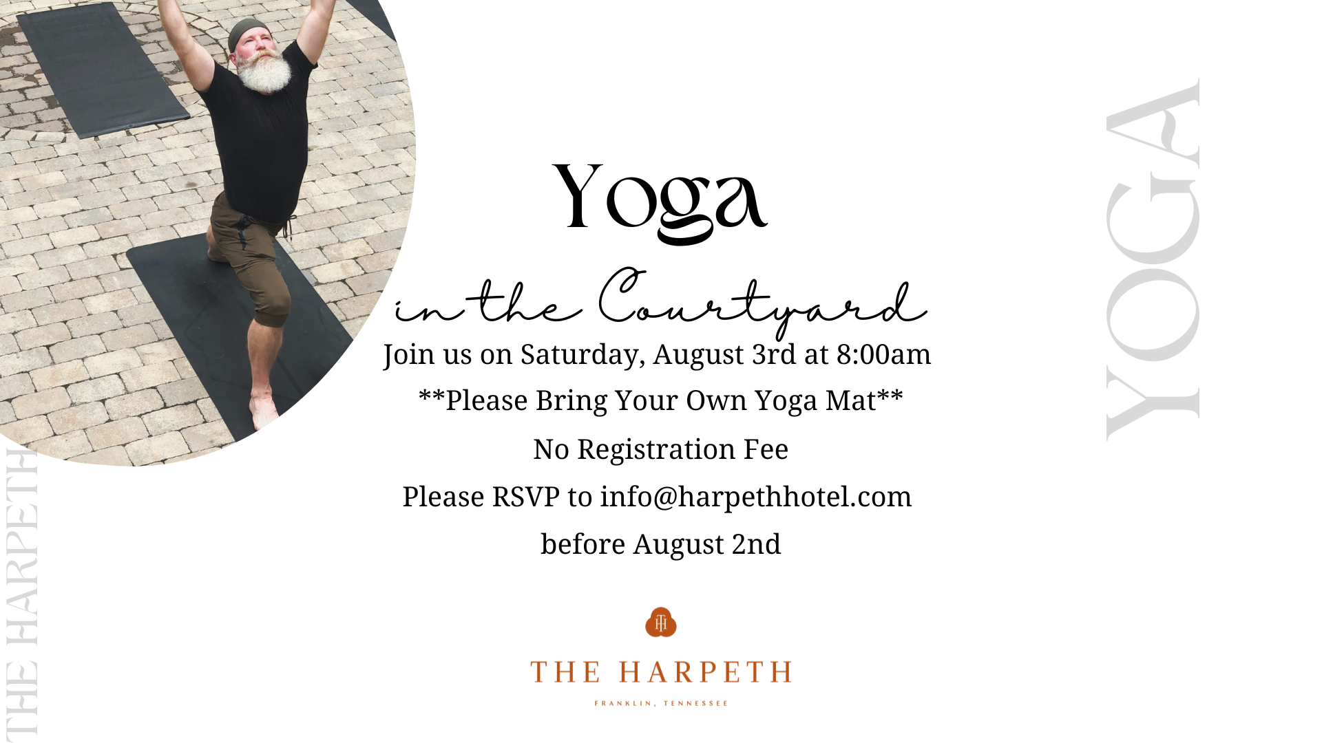 Yoga in the Courtyard Harpeth Hotel Downtown Franklin.