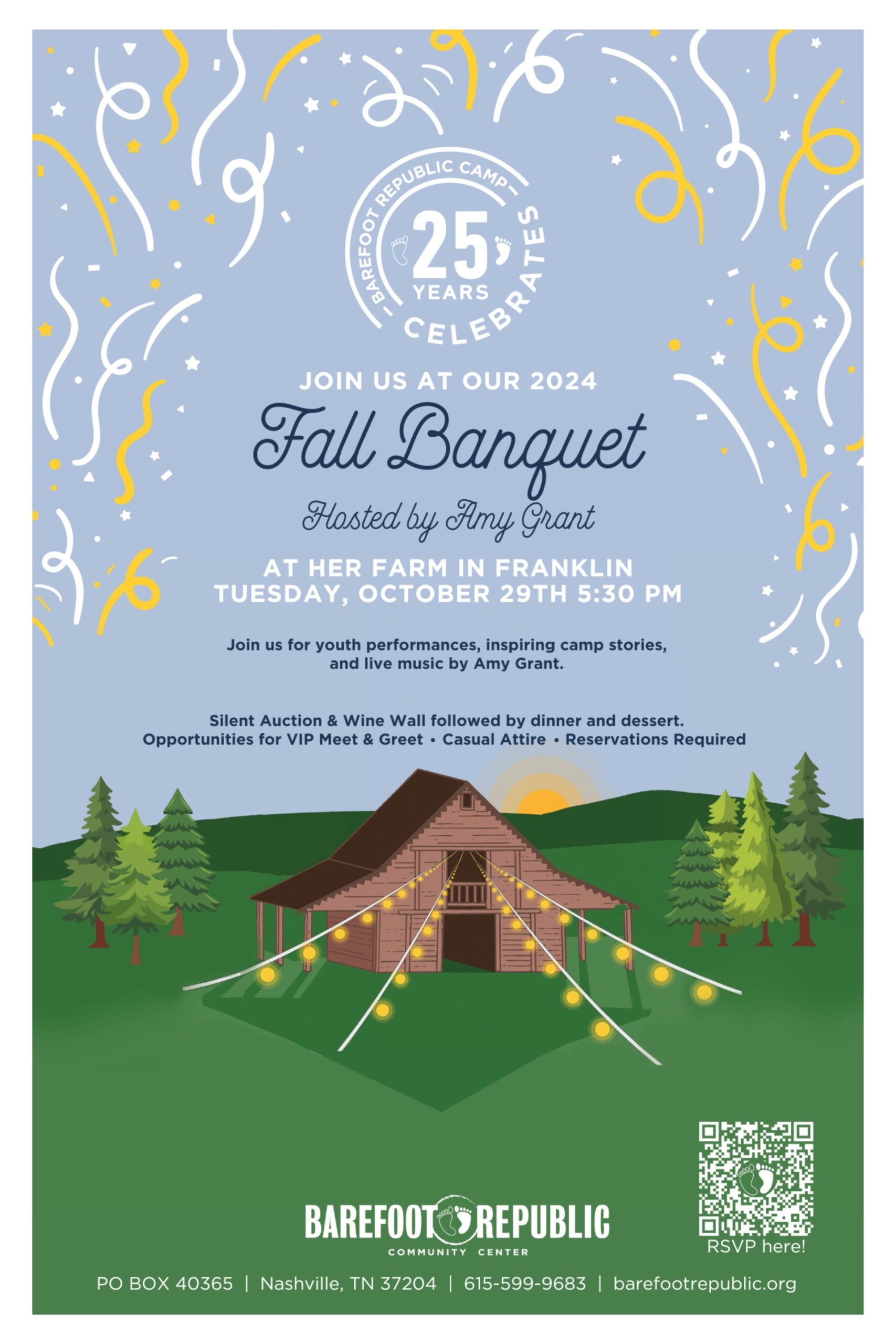 Barefoot Republic Annual Fall Banquet in Franklin, TN at Amy Grant’s farm.