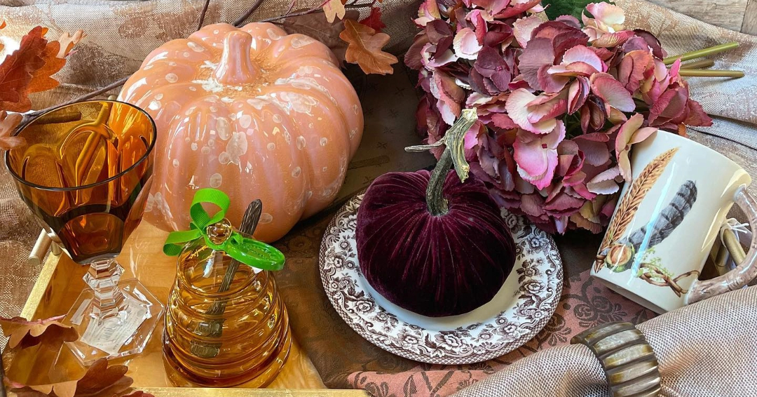 The Registry in Franklin TN, Plush Pumpkins, dinnerware, glassware, linens, candles, and home decor for Thanksgiving, fall celebrations and events.