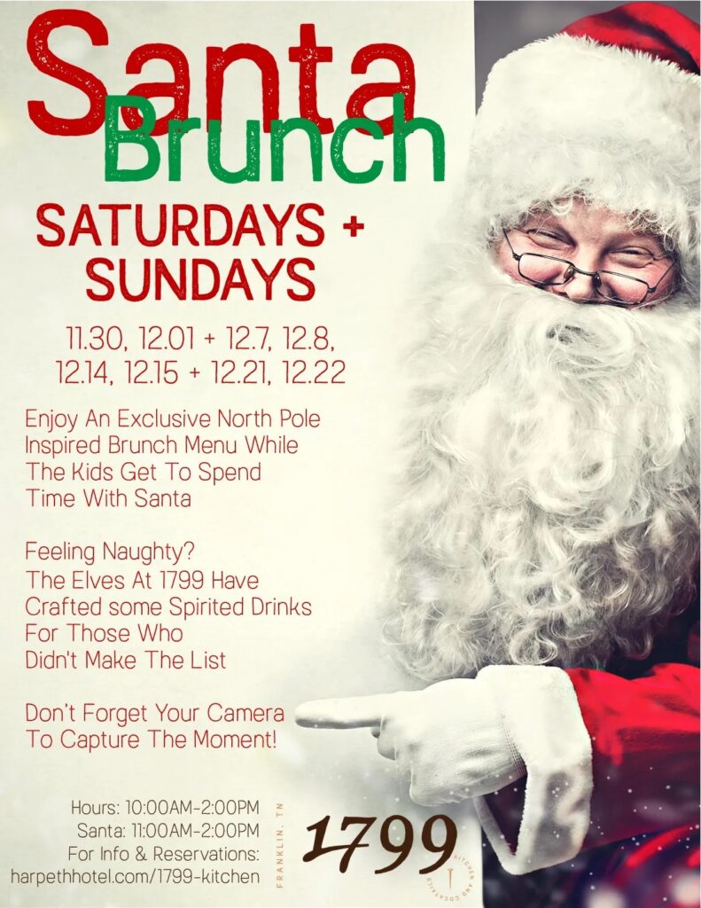 Santa Brunch Downtown Franklin_ The Harpeth, 1799 Kitchen & Cocktails.