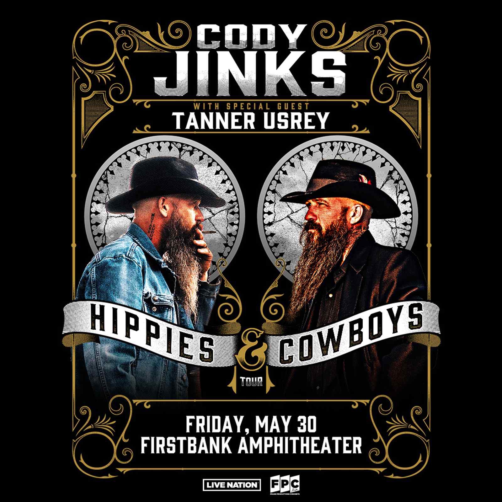 Cody Jinks The Hippies & Cowboys Tour with special guest Tanner Usrey in Franklin, Tenn., at FirstBank Amphitheater.