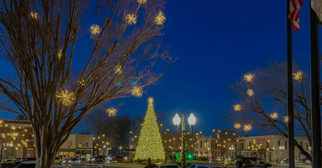 Downtown Franklin Holiday Lights at Night