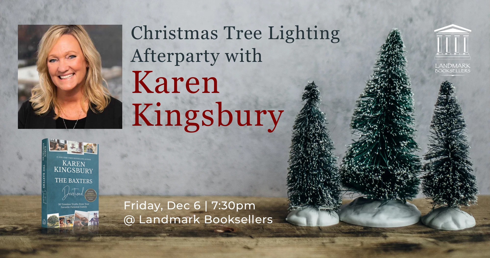 Karen Kingsbury | Christmas Tree Lighting Afterparty at Landmark Booksellers Downtown Franklin, Tennessee.