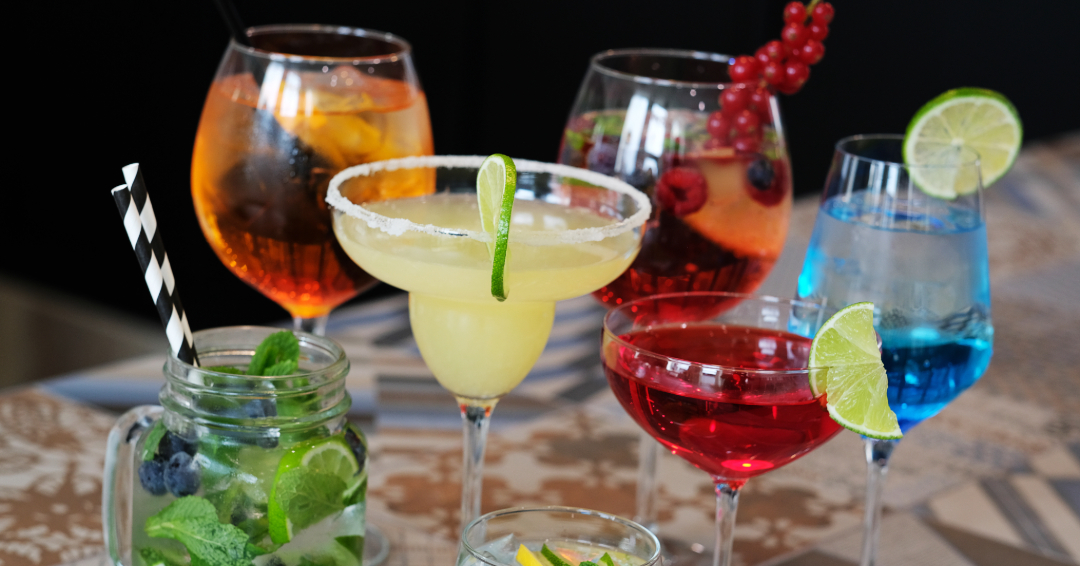 Variety of cocktails on tray