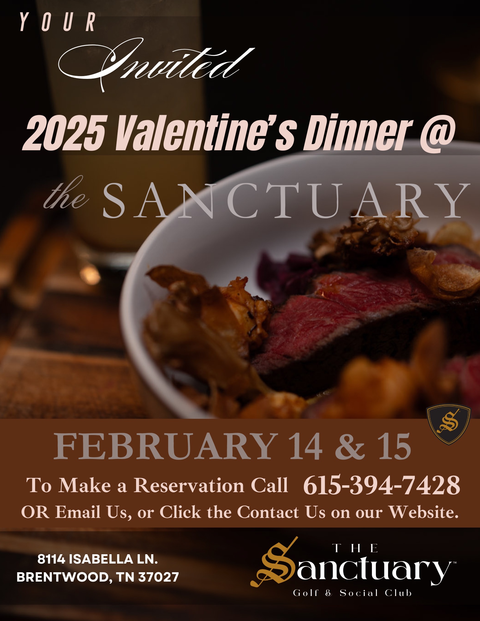 Valentine’s Dinner @ The Sanctuary | A 4-Course Culinary Experience in Brentwood, TN.