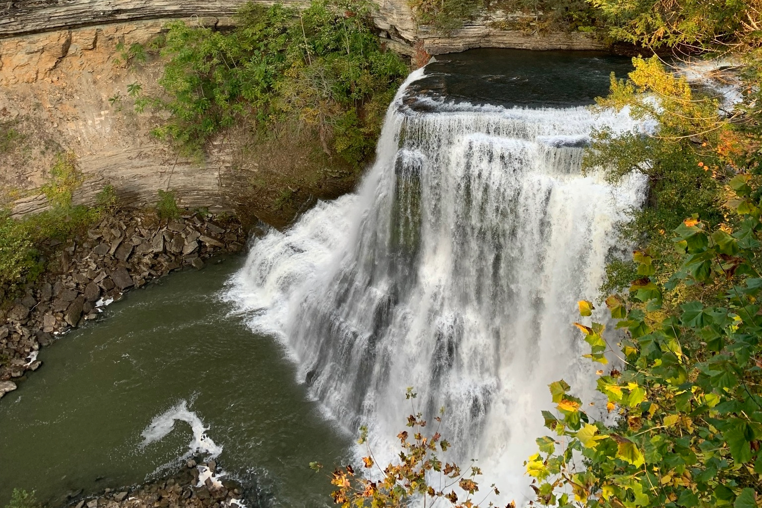 Burgess Falls: Waterfall in Tennessee is the main attraction of Burgess Falls State Park in Sparta, Tennessee, and it's about an 1.5 hour drive from Franklin, Tennessee. 