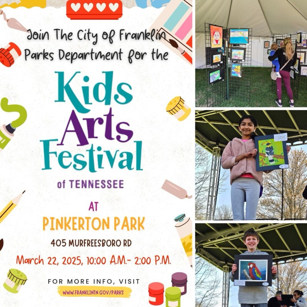 Kids Art Festival of Tennessee 2025, held in Franklin at Pinkerton Park_City of Franklin event.