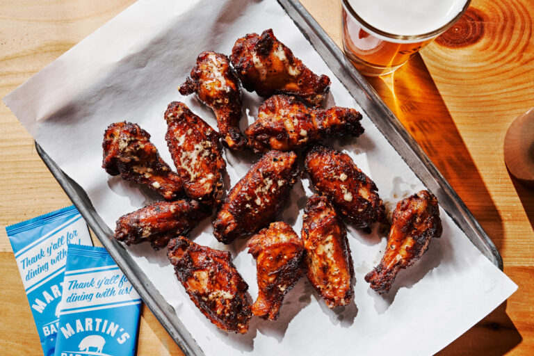 Martin's Bar-B-Que Joint Smoked Wings, Alabama White Sauce.