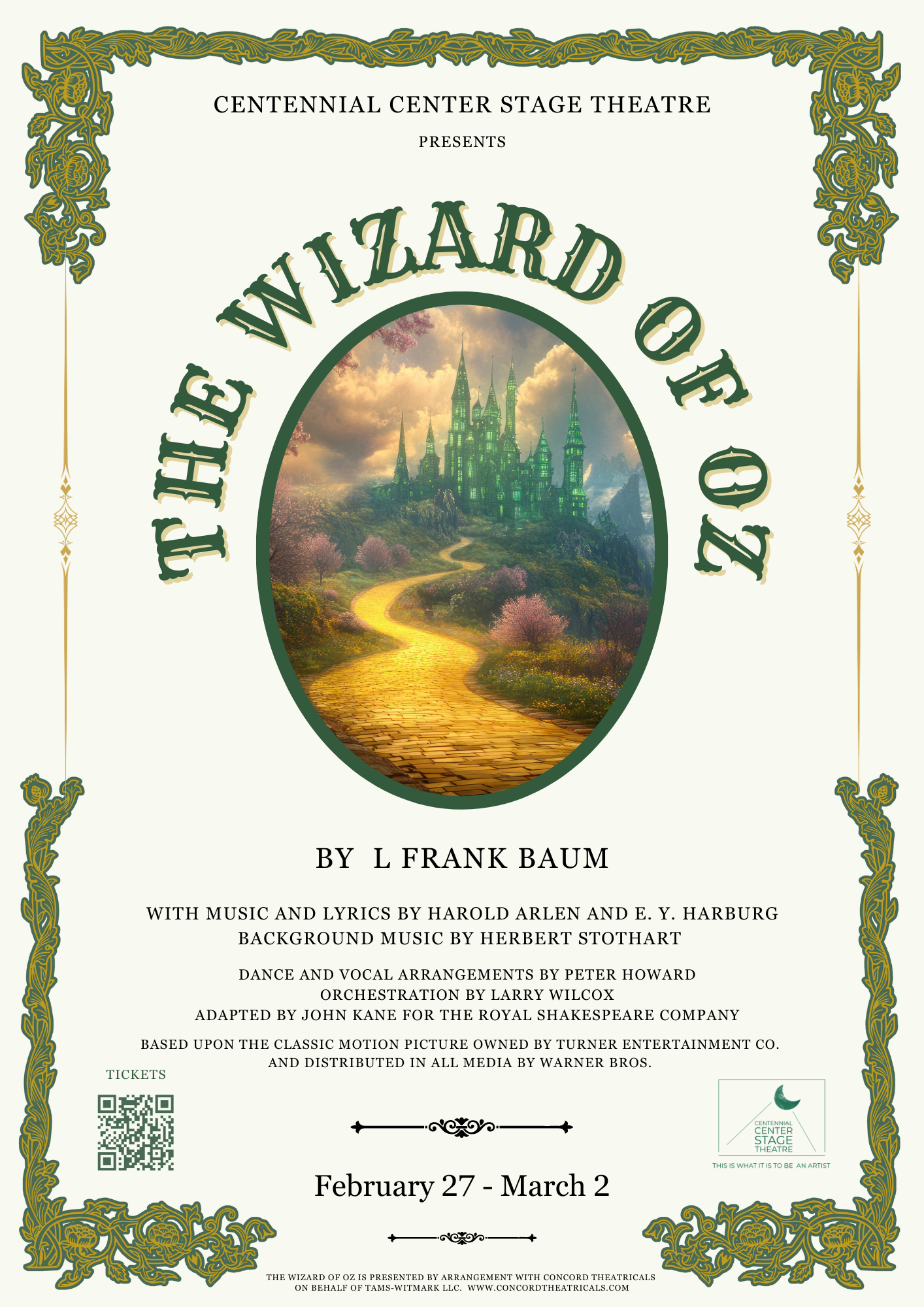 The Wizard of Oz performance dates in Franklin, TN, Centennial High School is performing their spring musical, The Wizard of Oz.