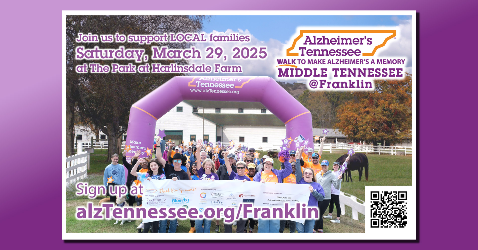 Walk to Make Alzheimer's a Memory event in Franklin, TN at The Park at Harlinsdale Farm.