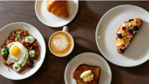 Perenn Bakery in downtown Franklin, TN uses organic, freshly milled flour for pastry, croissant, and sourdough loafs, offers breakfast, brunch, and lunch.