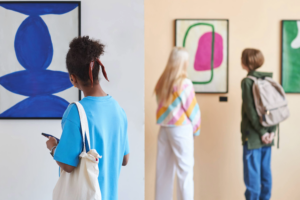 Women admiring art in art galleries in Franklin and Williamson County, Tennessee.