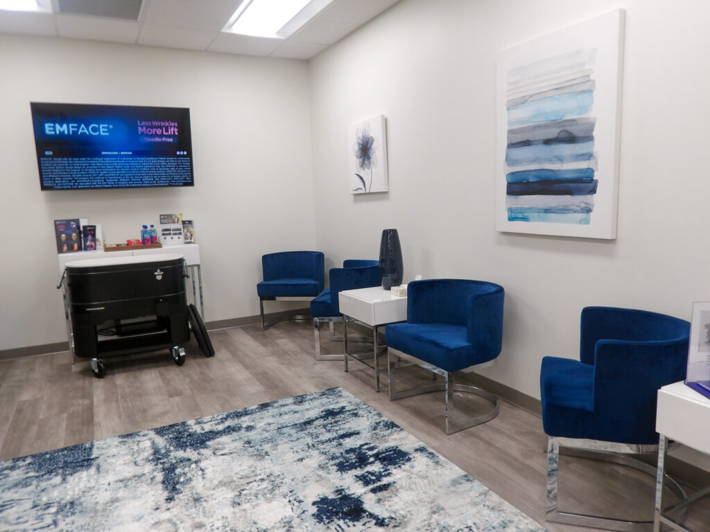 Lobby of Belcourt Aesthetics, a Medical Spa in Brentwood, Tennessee.
