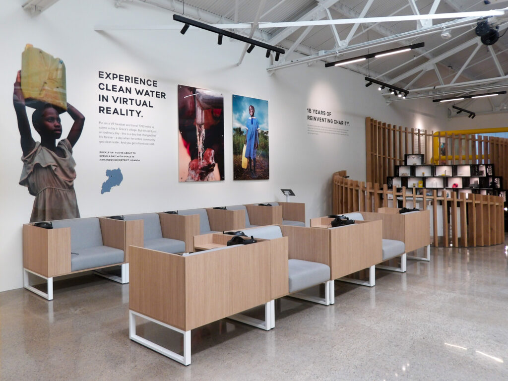 Virtual Reality at The Experience Lab by charity: water, located in the Factory at Franklin.