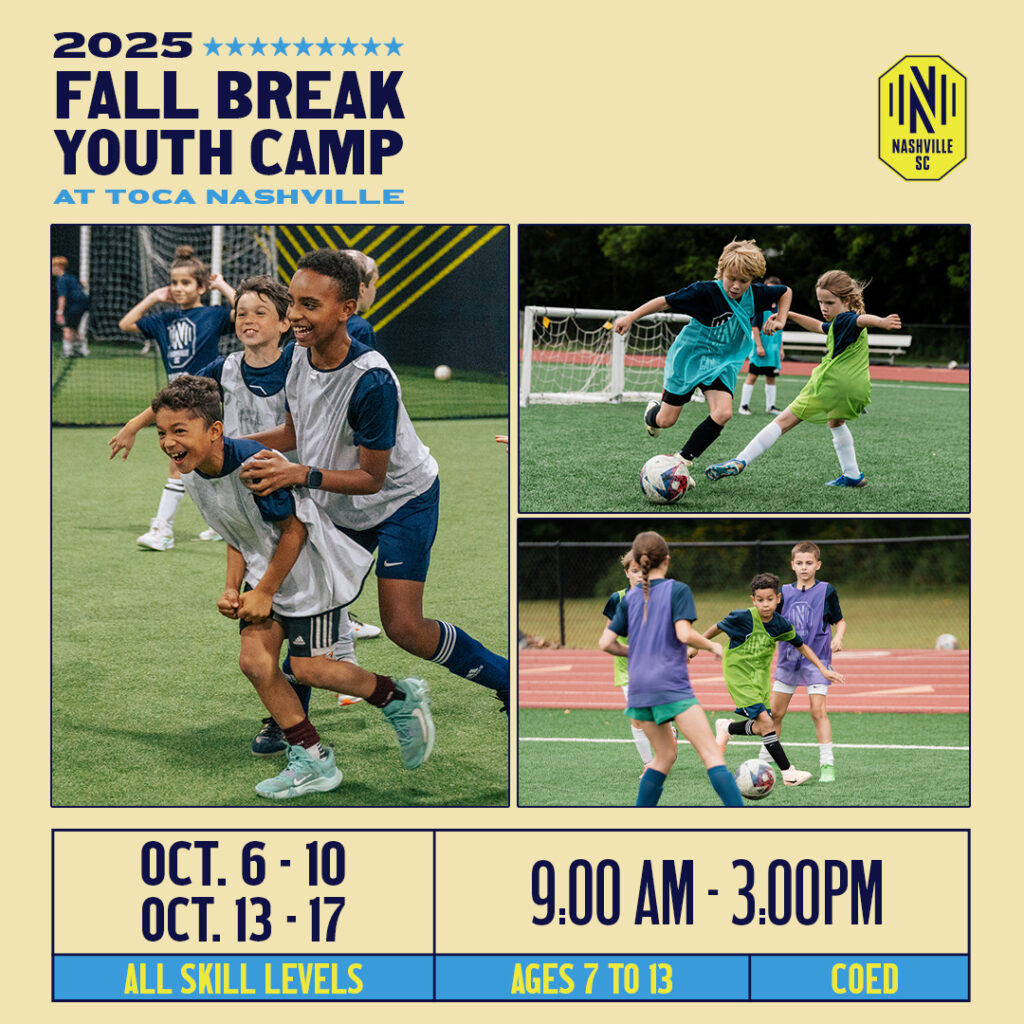 Nashville SC Fall Break Youth Camps at TOCA Nashville.