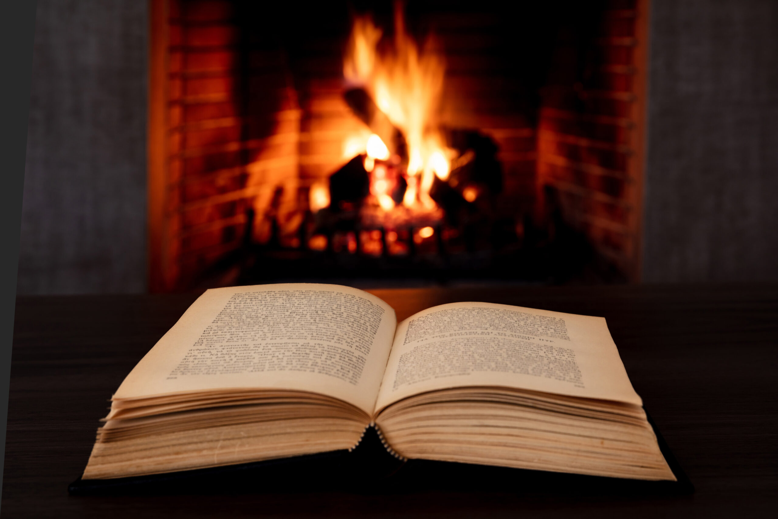 Franklin TN Bookstore with open book and fireplace