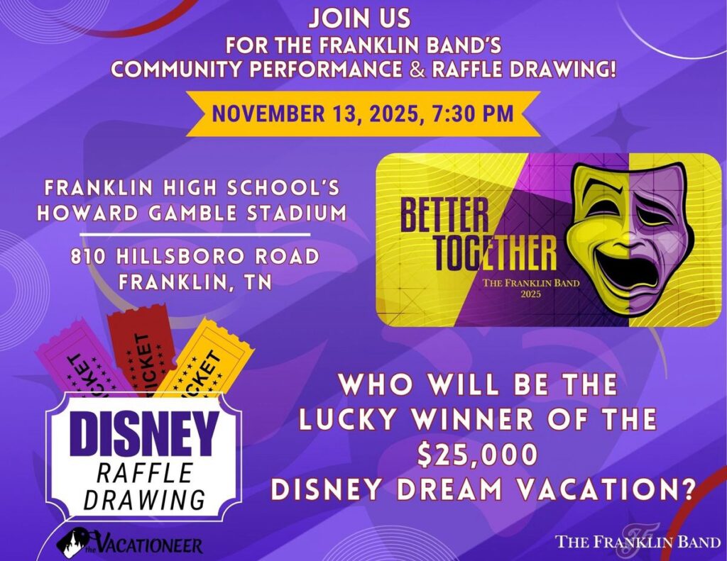 The Franklin Band Community Performance & Disney Raffle Drawing in Franklin, TN.