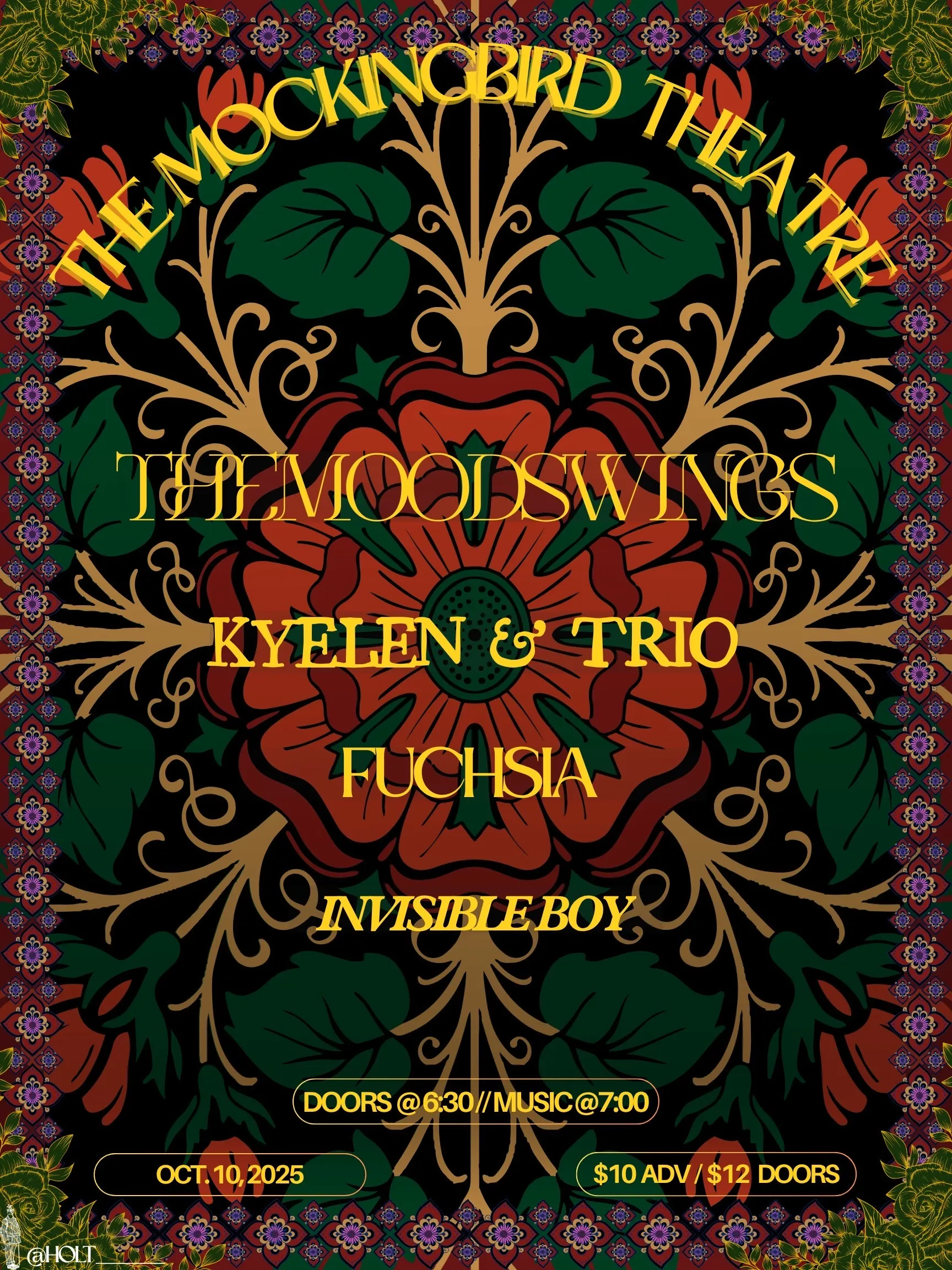 The Moodswings + Kyelen & Trio + Fuschia + Invisible Boy in downtown Franklin at the Mockingbird Theater.