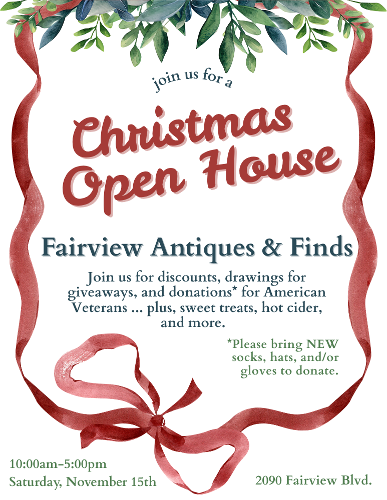 Christmas Open House at Fairview Antiques and Finds in Fairview, Tennessee.