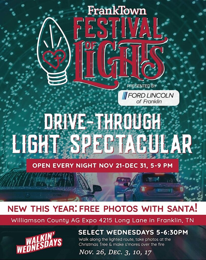 FrankTown Festival of Lights event in Franklin, TN, Holiday Light Shows.