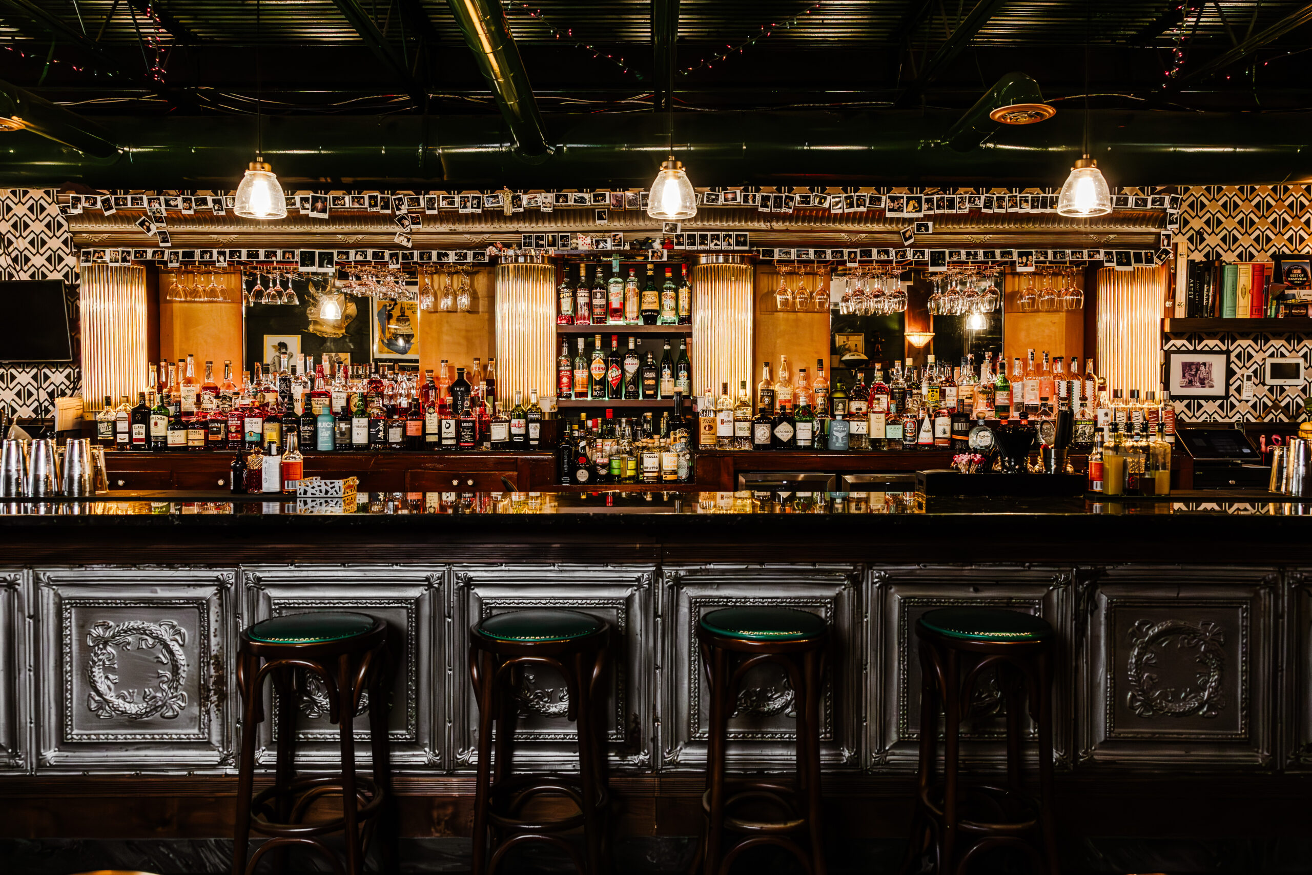 Bar at Martha My Dear in Nashville, TN, a cocktail bar.