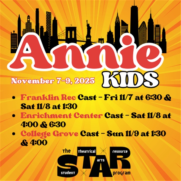 WCPR Children's Theatre's STAR Program presents Annie Kids in Franklin, TN.