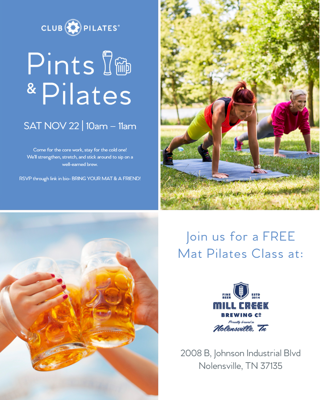 Club Pilates Nolensville & Mill Creek Brewery Event