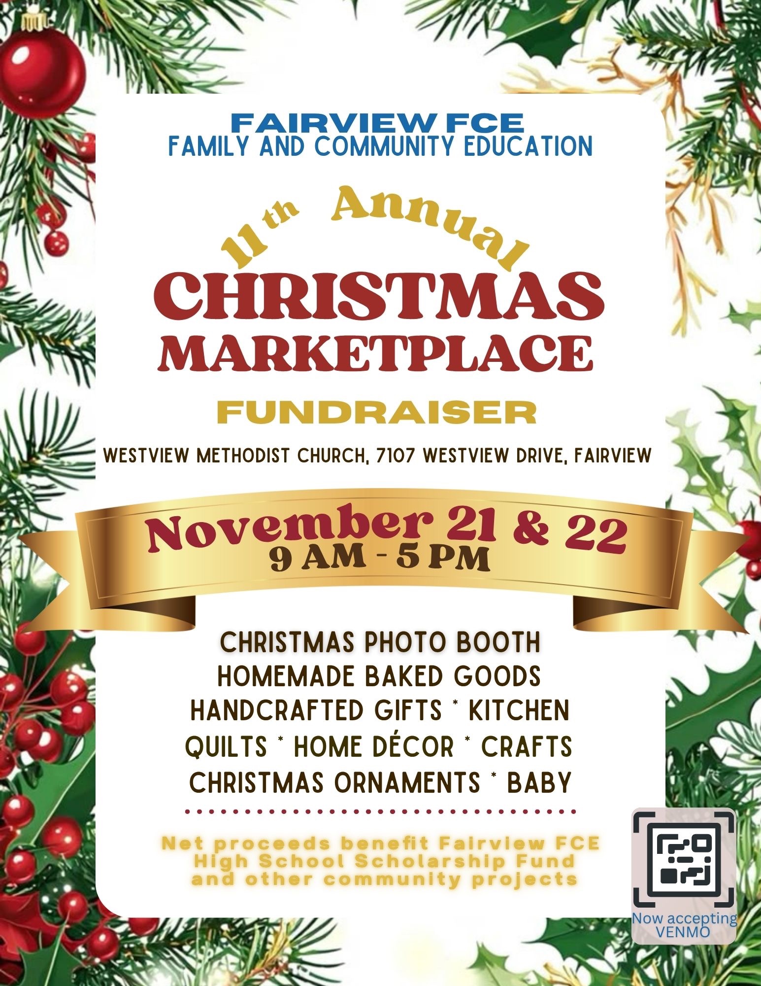 Fairview Family & Community Education Christmas Marketplace.