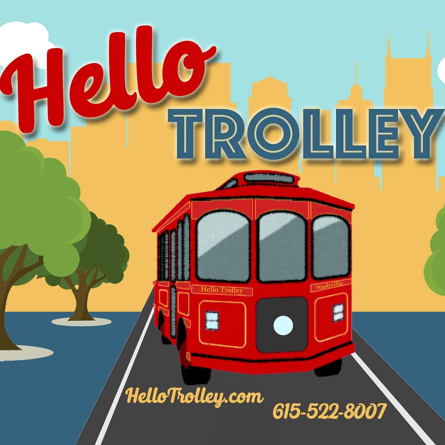 Hello Trolley Logo, based in Franklin, Hello Trolley is a group transportation business, servicing Nashville, Franklin, and surrounding areas in Middle Tennessee.