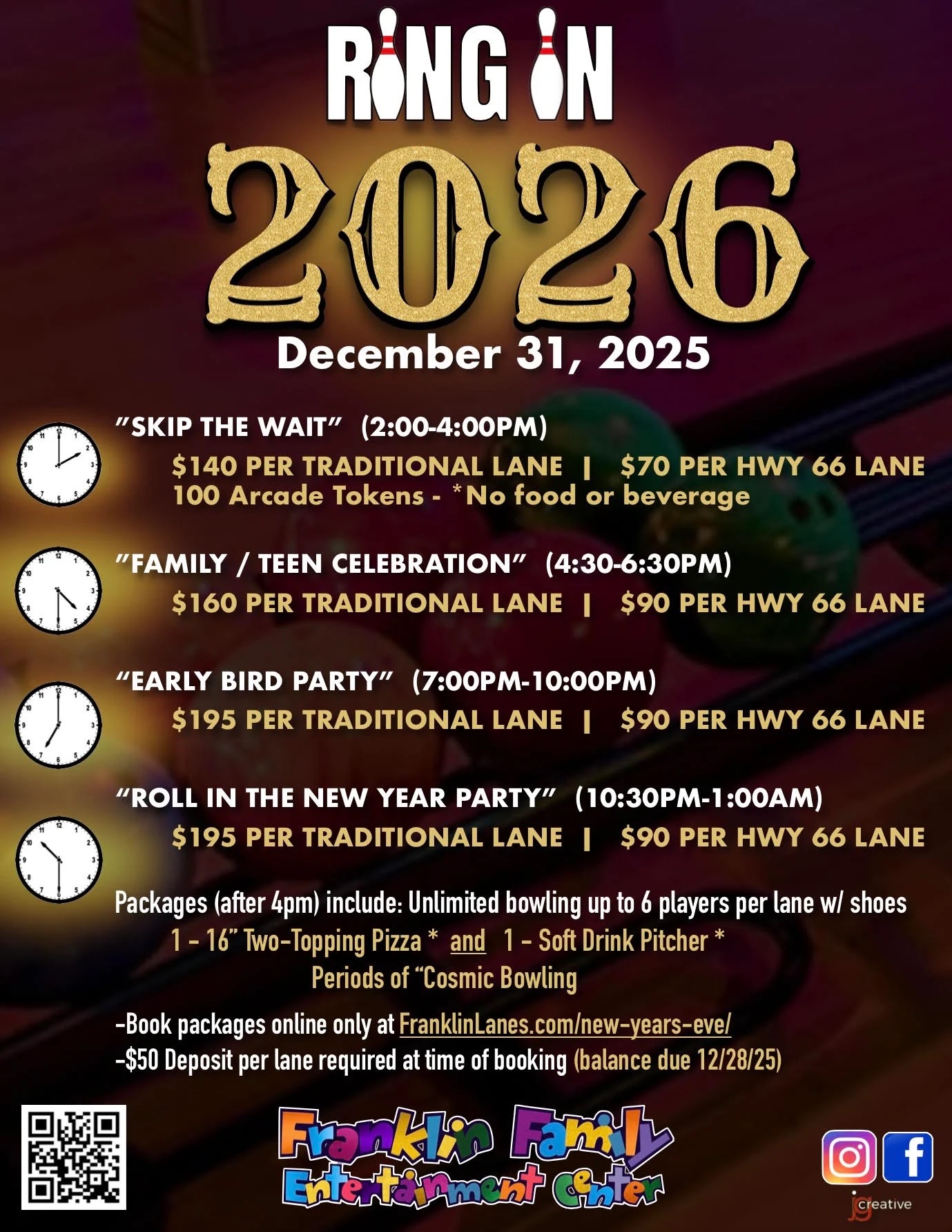 Franklin Family Entertainment Center – New Year’s Eve Party Franklin TN