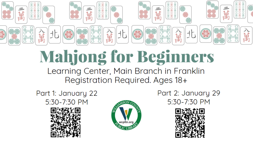 Mahjong for Beginners in Franklin, Tenn. at the Library.