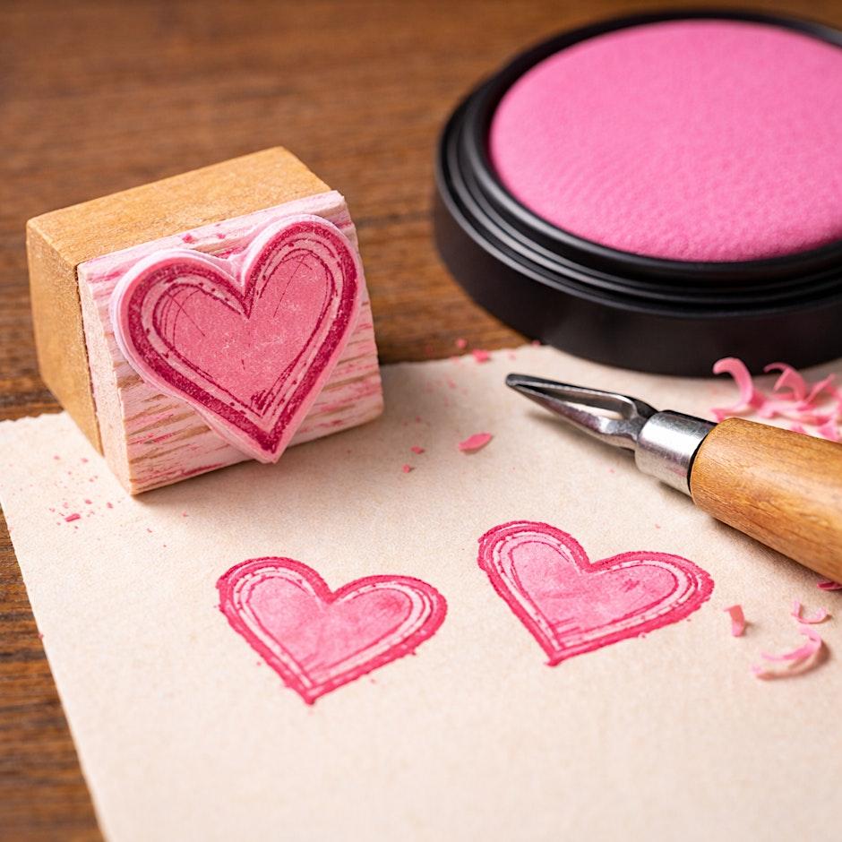 Linocut Valentine Printmaking Class Franklin, TN.