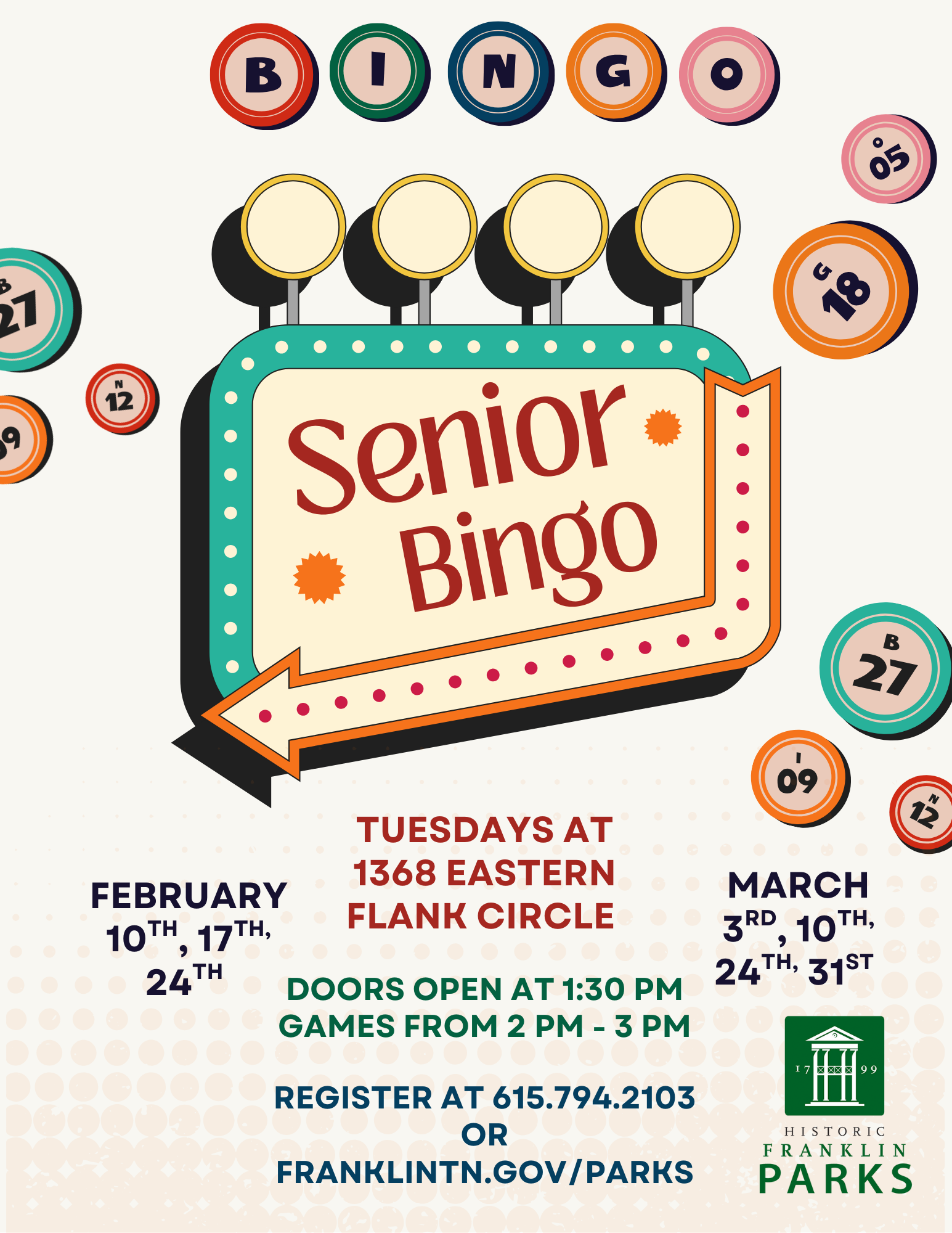 Senior Bingo events in Franklin, TN.