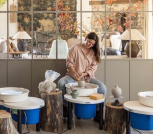 In Leipers Fork, TN, Leila Giannetti leads a pottery class at The Potterie at Patina Meadow.