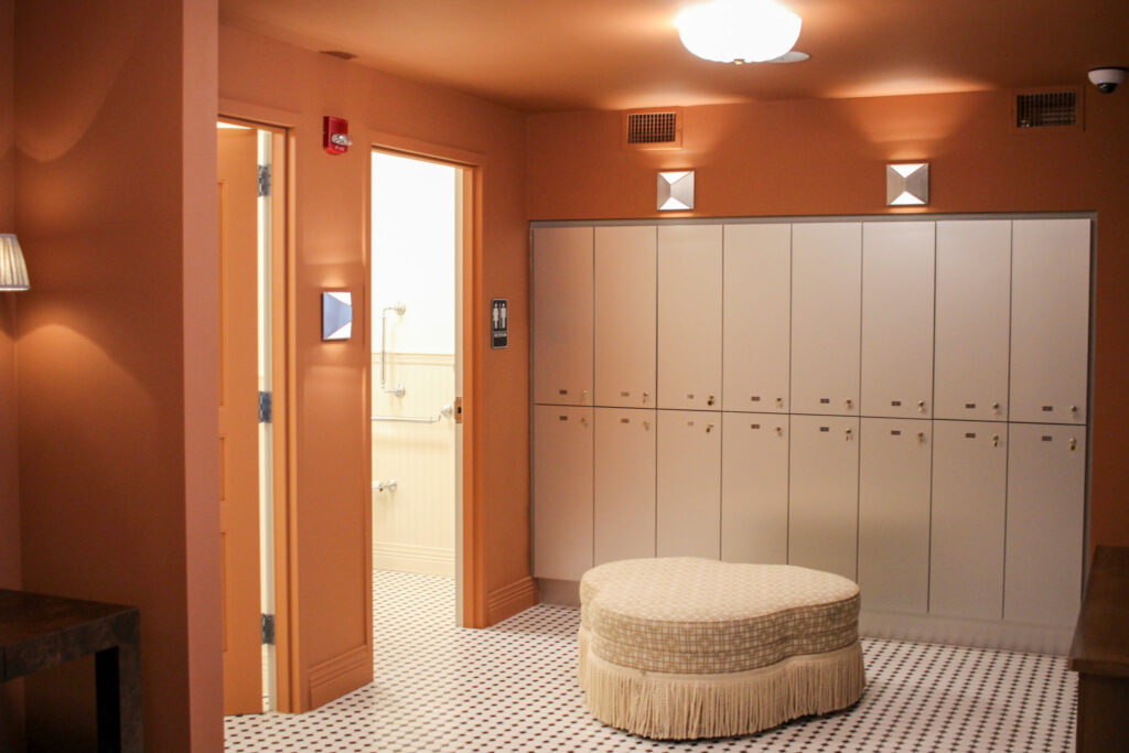 Forza Pilates, Franklin, TN, locker room, vanity and restrooms
