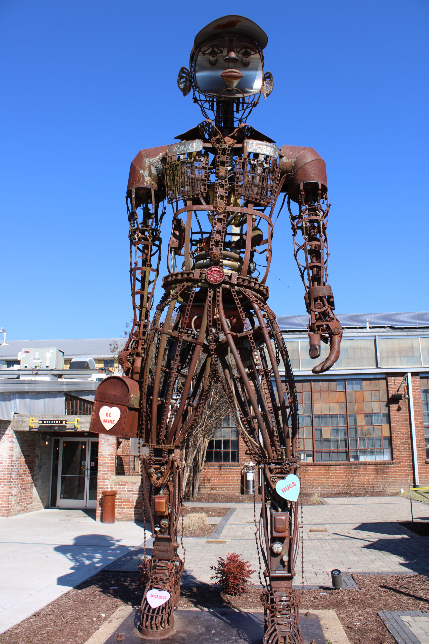 Rusty at the Factory at Franklin with Valentines decoration.