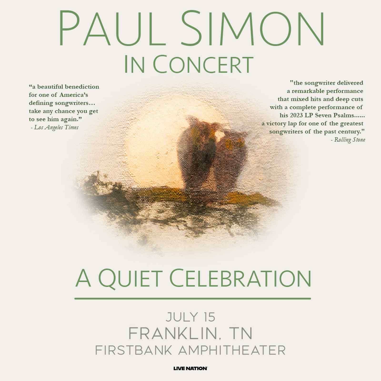Paul Simon In Concert- A Quiet Celebration Tour at FirstBank Amphitheater, in Franklin, TN.