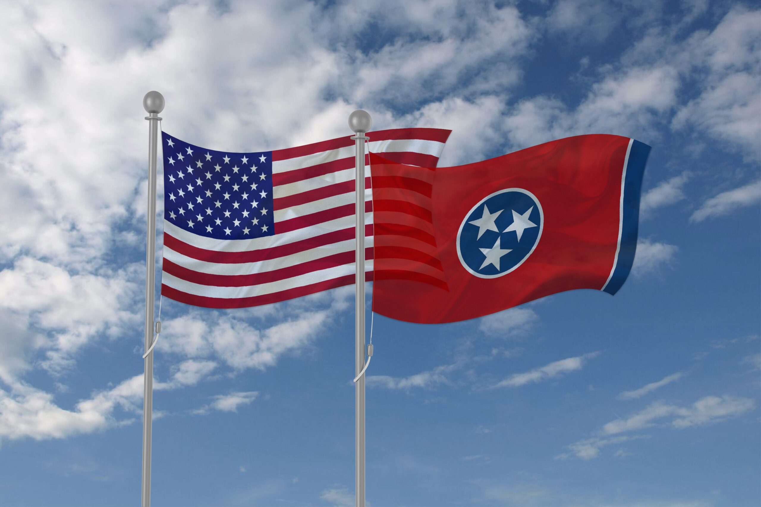 America 250 in Tennessee showing American and Tennessee flags.