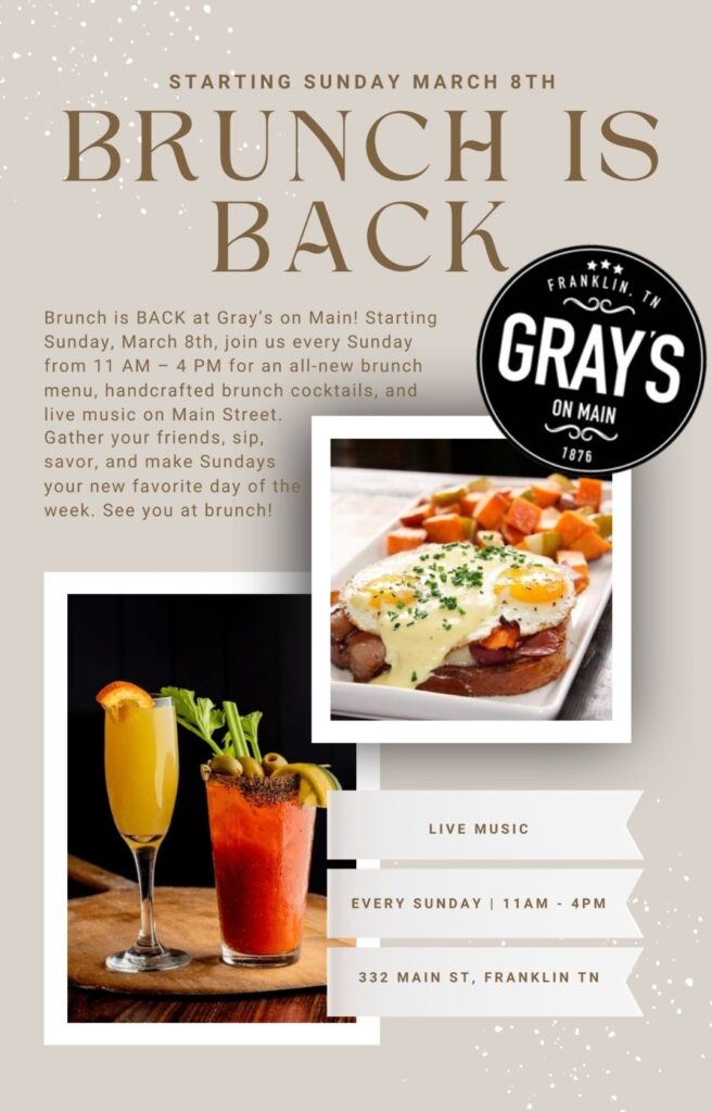 Brunch at Grays on Main downtown Franklin.
