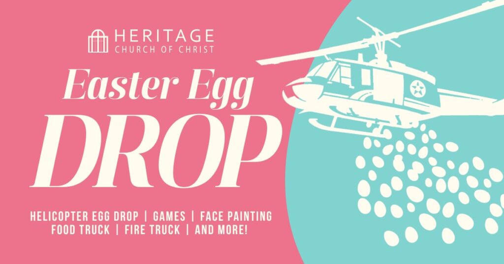Easter Egg Helicopter Drop in Franklin TN, at Heritage Church of Christ, a free, family-friendly event features a live helicopter egg drop by the Williamson County Sheriff’s Office.